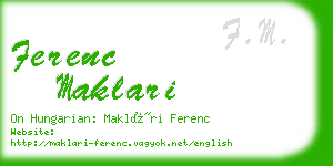 ferenc maklari business card